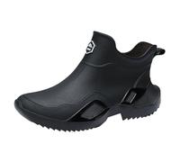 Scarpe da uomo in pelle da uomo e da donna, con lo stesso stile, in gomma, casual, alla moda, per lavoro, pesca, lavaggio auto, cucina, non sovrascarpe, pantofole da uomo, Nero , 41 EU