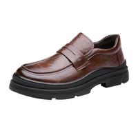Scarpe da uomo in pelle, leggere, da uomo, per il tempo libero, scarpe da sposa, eleganti Loafers, protezione contro i piedi, tinta unita, per tutti i giorni, formali, marrone, 43 EU