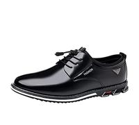 Scarpe da uomo in pelle nera con lacci, scarpe da lavoro, classiche in pelle laccata, scarpe da sera Derby Smoking, scarpe Oxford, colore nero, marrone, blu, scarpe formali, per il tempo libero, Nero