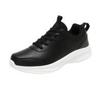 Scarpe da uomo in pelle nera larga, scarpe da ginnastica da uomo, colore nero, suola bianca, per il tempo libero, scarpe da ginnastica impermeabili, suola spessa, scarpe da corsa leggere, robuste