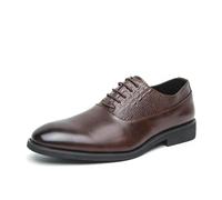 Scarpe da uomo in pelle patchwork con lacci, scarpe Oxford basse a punta, antiscivolo, leggere, morbide, da lavoro, per matrimoni, ufficio, feste, Marrone, 44 EU