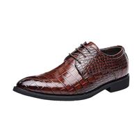 Scarpe da uomo in pelle, stile retrò, da uomo, comode, da lavoro, con lacci, scarpe da sposa, in pizzo, leggere, per il tempo libero, tinta unita, eleganti, marrone, 42 EU