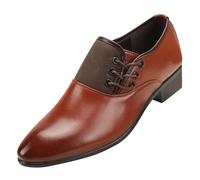 Scarpe da uomo in pelle, stile vintage, con lacci, a punta, traspiranti, morbide, con tacco a blocco, antiscivolo, basse per eventi casual e aziendali, Marrone, 39 EU