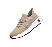 Scarpe da uomo in rete, traspiranti, leggere, da camminata, unisex, con zeppa piatta, per palestra, atletica, fitness, antiscivolo, comode, da trekking, scarpe basse e spesse, Beige, 41 1/3 EU