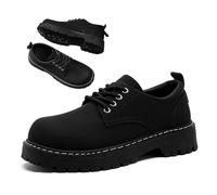 Scarpe da uomo nere Chunky Platform Derby di alta qualità, senza slip casual, con suola resistente per tutti i giorni, stile urbano, Nero , 40 EU