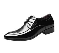Scarpe da uomo nere da lavoro con punta a punta, eleganti Derby Oxford, classiche da sposa, semplici, scarpe da lavoro, casual, comode e per il tempo libero, Nero , 48 EU