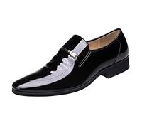 Scarpe da uomo nere da lavoro con punta a punta, mocassini, eleganti da sposa, classiche, da lavoro, semplici e comode, per il tempo libero, Nero , 42 EU