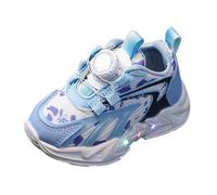 Scarpe da uomo outdoor Summer and Autumn Children's Sports Shoes for Small and Medium Children's Rotating Buckle Running Shoes Flashing Light Casual Sports Shoes Baby Sneaker Girls 16, Blu, 29 EU