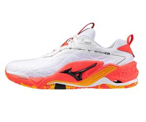 Scarpe da uomo per badminton/squash Mizuno Wave Stealth Neo 2 - white/fiery coral 2/citrus - Bianco (42,5)