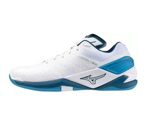 Scarpe da uomo per badminton/squash Mizuno Wave Stealth Neo - white/sailor blue/silver (44,5)