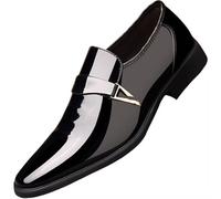 Scarpe da uomo senza lacci da abito formale in ecopelle scarpe a punta Brogue Derby tacco basso scarpe da sposa brevetto mocassini moda britannica mocassini da lavoro comodi versatili mocassini da