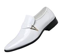 Scarpe da uomo senza lacci da abito formale in ecopelle scarpe a punta Brogue Derby tacco basso scarpe da sposa brevetto mocassini moda britannica mocassini da lavoro comodi versatili mocassini da
