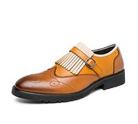 Scarpe da uomo su un piede Monaco del monaco del monaco per gli uomini di punta rotonda medaglione alette alette nappa tacco sintetico in pelle sintetica con tacco in gomma di gomma due toni scivolano