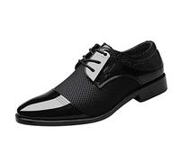 Scarpe da uomo tuta comodi lacci scarpe da sposa maschile uomini business casual scarpe di cuoio grezze scarpe da lavoro, Nero , 44 EU