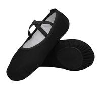 Scarpe Danza Classica Tela Scarpette Ballo Mezze Punta Suola Spezzata Ginnastica Ballo per Bambini Ragazze Donna Adulto Nero 27