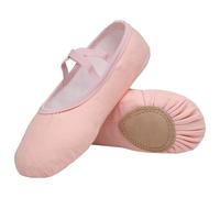 Scarpe Danza Classica Tela Scarpette Ballo Mezze Punta Suola Spezzata Ginnastica Ballo per Bambini Ragazze Donna Adulto Rosa 36