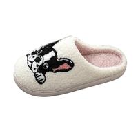 Scarpe d'argento Donna Francese in Europa e Stati Uniti Pet Ricamo Cotone Pantofole Uomini e Donne Casa Inverno Lana Pantofole Affare Scarpe Donna, bianco, 43 EU