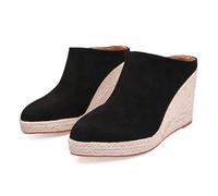 Scarpe décolleté da Donna Casual con Zeppa Solida e Tacco Basso a Punta, Scarpe Eleganti da Lavoro quotidiane con Plateau Antiscivolo,Nero,34 EU