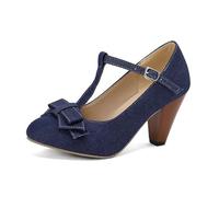 Scarpe décolleté da donna con cinturino, punta a punta, stile Mary Jane | Brogue décolleté con cinturino e punta a punta, stile Mary Jane, vegane, con cinturino a T, effetto pelle, tacco a blocco
