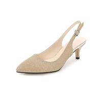 Scarpe décolleté da Donna con Tacco a Gattino, Punta a Punta, Slingback, con Tacco Basso, Scarpe décolleté Classiche alla Moda per Il Lavoro d'ufficio,d'oro,38 EU