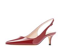 Scarpe décolleté da donna in pelle laccata, con punta e punta, Rosso (borgogna), 37 EU