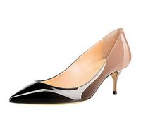 Scarpe décolleté da donna in pizzo laccato, eleganti e comodi., (Nero nudo), 37 EU