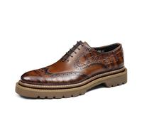 Scarpe Derby da Uomo in Pelle con Brogue, Suola Spessa, Scarpe Eleganti Allacciate, Casual da Lavoro