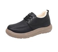 Scarpe derby da uomo vintage con plateau grossa, foderate in pile, termiche, con lacci regolabili, per pendolarismo invernale, passeggiate in città, Nero , 41 1/3 EU