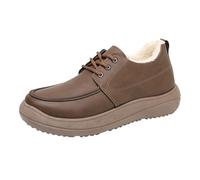 Scarpe derby da uomo vintage con plateau grossa, foderate in pile, termiche, con lacci regolabili, per pendolarismo invernale, passeggiate in città, Caff, 39 2/3 EU