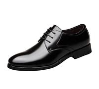Scarpe derby formali da uomo, con lacci, classiche, in pelle PU, Oxford, per affari, matrimoni, feste, serate, calzature intelligenti, Nero , 42 2/3 EU