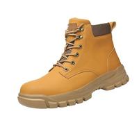 Scarpe di assicurazione del lavoro di puntura Scarpe Non Head Shoes Construction Wear High Top Work Boots Mens Escursionismo Larghezza larga, Giallo, 40 2/3 EU