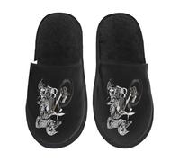 Scarpe Di Cotone Teschio Che Indossa Un Casco Per Guidare Una Motocicletta Eleganti Scarpe Da Casa Antiscivo Ciabatte Per Interno Invernale Casa L