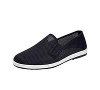 Scarpe di Tela Old Beijing da Uomo, Scarpe Kung Fu con Suola in Gomma per Arti Marziali Slip-on estive in Maglia Traspirante, per Scarpe Unisex in Tessuto Tai Chi Tradizionale Cinese (Color : Black,