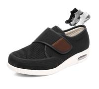 Scarpe Diabetiche da Uomo,Extra Large Hook&Loop Scarpe Salutari Antiscivolo Ortopediche Adatte A Persone Anziane con Dolore Ai Nervi dei Piedi(Noir,42EU)