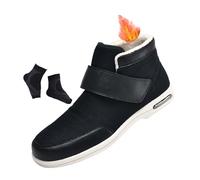 Scarpe Diabetici Larghe, Scarpe Invernali Termiche Regolabili in Pile Calde E Morbide per Diabetici da Uomo, Comode Ortopediche Artrite Edema Piede Gonfio, Camminare, Chirurgici(Black,43 EU)