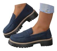 Scarpe Donna Casual comode in Pelle con Suola Spessa Tinta Unita infilare perfette per Ogni Occasione Daily Use Tempo Libero Viaggi Vacanze Mare Spiaggia Elegante (Blue, 39)
