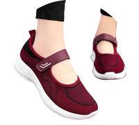Scarpe Donna Casual Slip On Comode con Tacco Medio Sneakers per Camminate Viaggi e Uso Quotidiano con Cinghia a Strappo Traspirante Design Leggero Scarpe da Cammino(Red, 36)