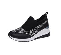 Scarpe Donna Comfort Chic - Basket Compensata Donna Basquettes Slip on Basquettes Slip-Ins-Grand Entry Sneaker Beau Shoe Autunno Scarpe, Nero , 41 EU