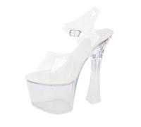 Scarpe Donna Con Tacco Largo Sandali Estive Tacco 17 Cm Sottile Pole Dance Piattaforma Modello Sexy Tacchi Alti Trasparenti Banchetto Donne Grandi Sandali Eleganti Donna Scarpe Da (Yellow 40)