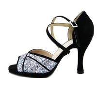 Scarpe Donna da Ballo Glitter Argento Tacco Alto 9 cm e Plateau MADE IN ITALY