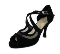 Scarpe Donna da Ballo Pelle Camoscio Nero Tacco Alto 9 cm Plateau MADE IN ITALY