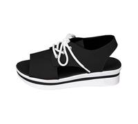 Scarpe Donna Eleganti Comode Sandali Alla Schiava Sandali da Donna Con Tacco a Zeppa Casual Con Fibbia Laterale Scarpe Basse Estivi Alla da Mare Aperte (Black 37)