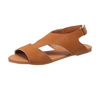 Scarpe Donna Eleganti Estive Scarpe Estive Donna Sandali da Fashion Solid Summer New Pattern Comode Casual Con Gancio A Fondo Piatto Sandali Eleganti Aperte (Brown 39)