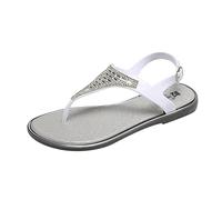 Scarpe Donna Eleganti Sandali Da Camminata And Flops Sandali Flat Summer Women's Spring Flip con strass da donna Sandalo Basso Estivo Eleganti Estive (Silver 39)