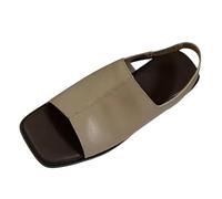 Scarpe Donna Eleganti Sandali Estive Comode Sandali con tacco a blocco con cinturino elastico e bocca di pesce da donna alla punta rotonda tacco Da Camminata (Khaki 35)