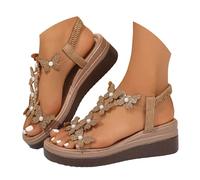 Scarpe donna estate sandali con zeppa da donna piattaforma, decorazione farfalla alla moda in strass, scarpe bohémien molto popolari tra i giovani sandali da donna estivi con zeppa, cachi., 40 EU