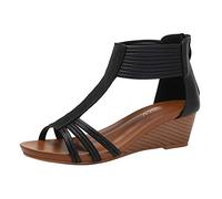 Scarpe Donna Estive Con Zeppa Neri Comodi Scarpe da Donna Sandali Con Zeppa Alla Sandali da Spiaggia Soletta Morbida in Stile Bohémien Beige Comode e Morbide (Black 40)