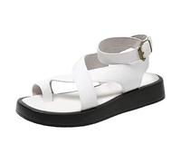 Scarpe Donna Estive Eleganti Sandali Estivi Comodi Sandali di grandi dimensioni da donna in tinta unita con punta con fibbia sul fondo spesso alla Gioiello Comodi Ma Eleganti (White 38)
