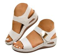 Scarpe Donna Estive Sandali con zeppa da donna, alla moda e correttivi per i piedi, stile bohémien. (White, 39)