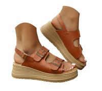 Scarpe Donna Estive Sandali da donna estivi retrò con plateau doppio, zeppa regolabile con elastico, scarpe casual, sandali versatili in vari colori. (Orange, 38)